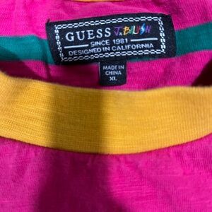 Guess x J Balvin Pink and Yellow Short Sleeve Tee